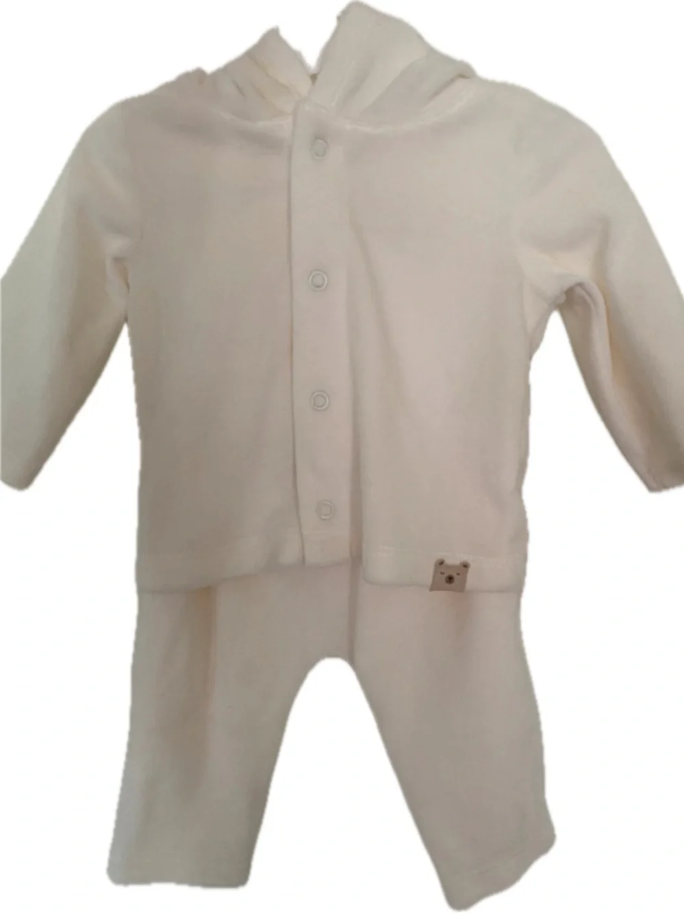 3M Carter's Cream Hooded Snap two piece like-sued  with bear ears hoodie